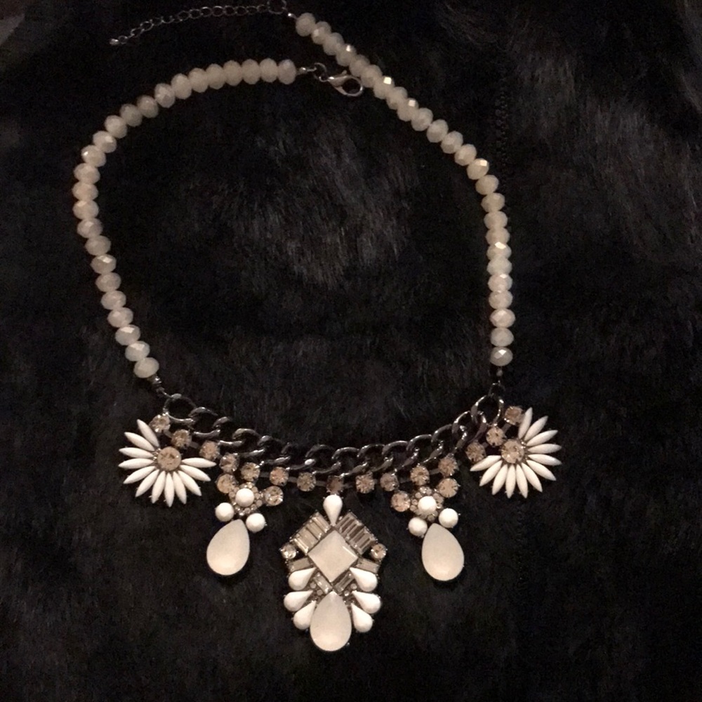 Springtime white stone necklace